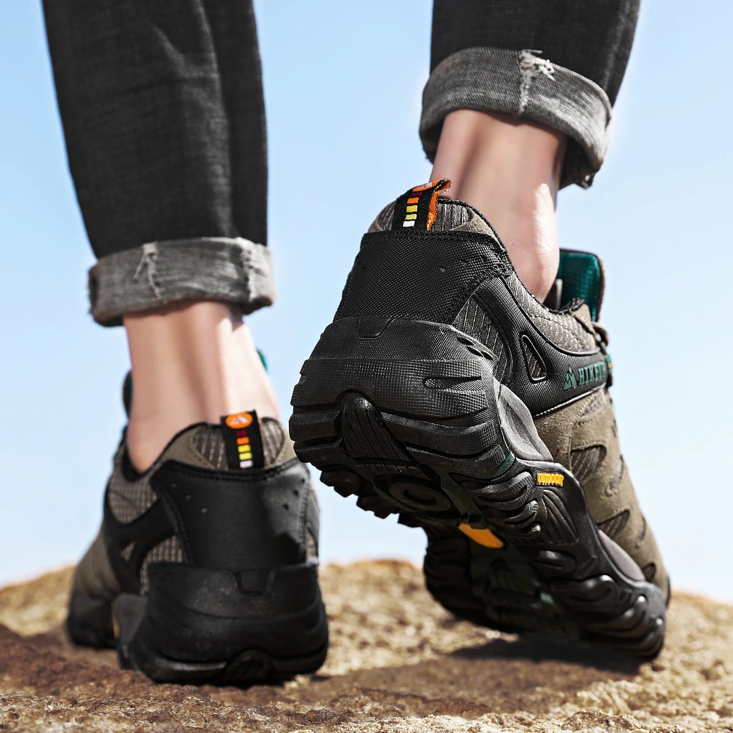 HIKEUP Men's Suede Leather Hiking Shoes – Outdoor Trekking